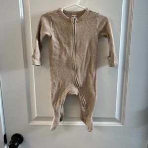 Old Navy 3-6 Unisex Neutral Thermal Brown Oatmeal Footie Sleeper Boho